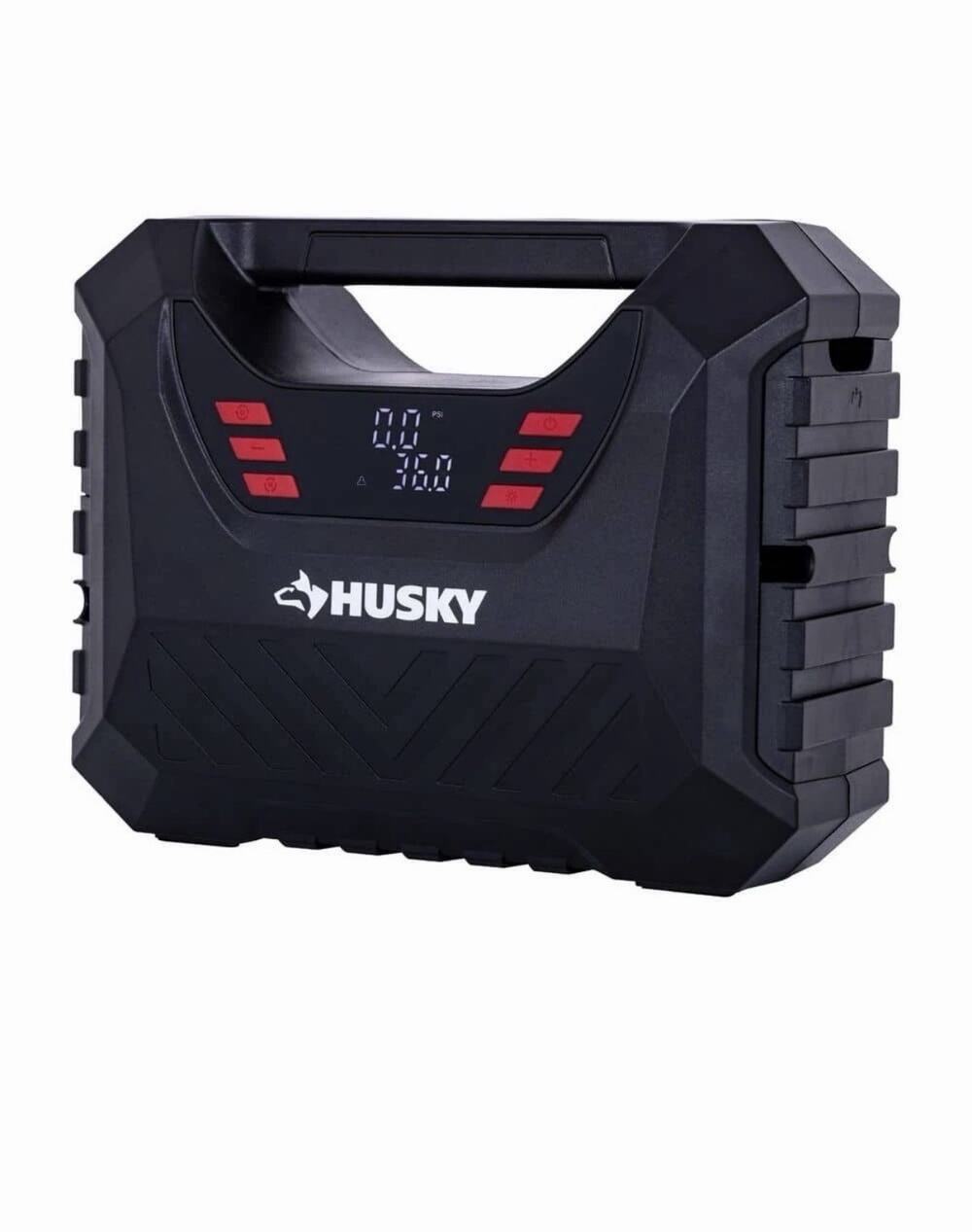 Husky 12/120-Volt Portable Quick Flow Air Compressor w/ Digital Pressure Gauge